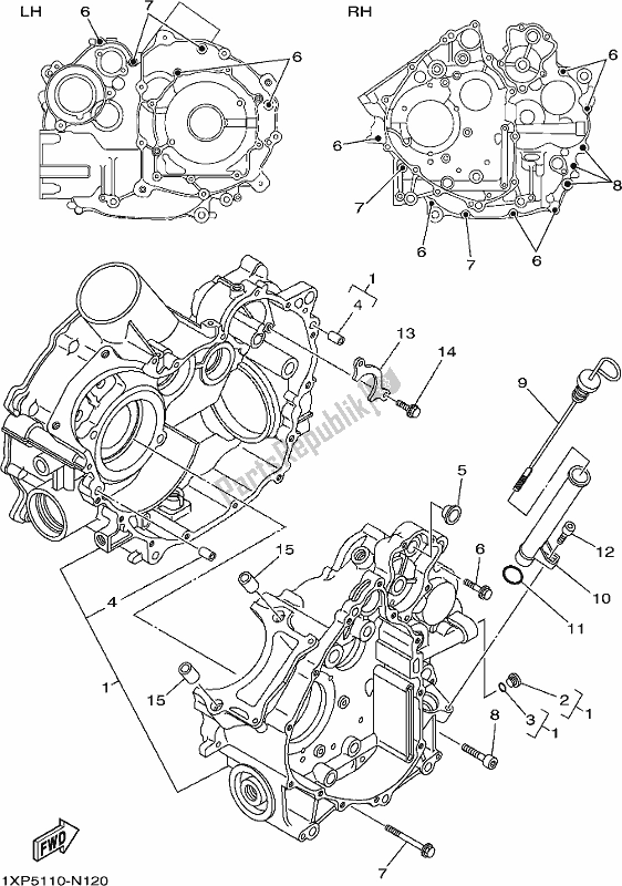 Todas las partes para Caja Del Cigüeñal de Yamaha YXM 700 PJ Blue Viking EPS 3 Seater 2018