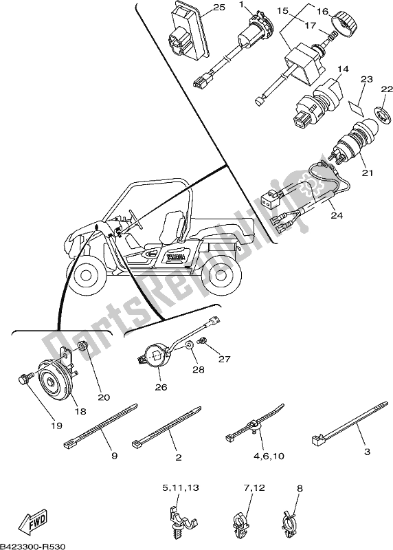 All parts for the Electrical 2 of the Yamaha YXM 700 PJ Blue Viking EPS 3 Seater 2018