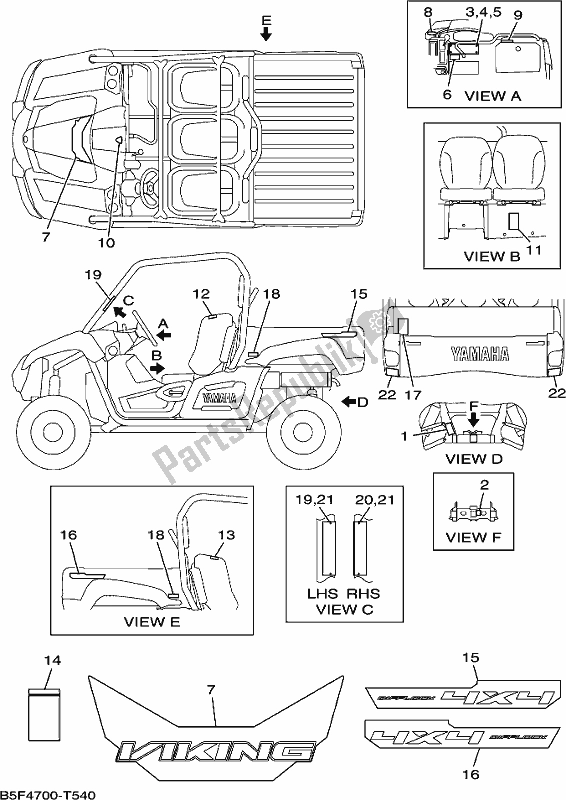 Todas las partes para Emblema Y Etiqueta 1 de Yamaha YXM 700 PJ Blue Viking EPS 3 Seater 2018