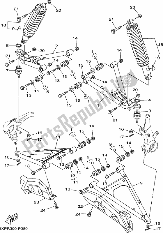 Todas las partes para Suspensión Delantera Y Rueda de Yamaha YXM 700 PJ Blue Viking EPS 3 Seater 2018