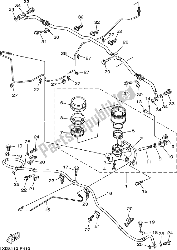 All parts for the Master Cylinder of the Yamaha YXM 700 PJ Blue Viking EPS 3 Seater 2018