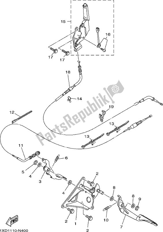 All parts for the Pedal Wire of the Yamaha YXM 700 PJ Blue Viking EPS 3 Seater 2018