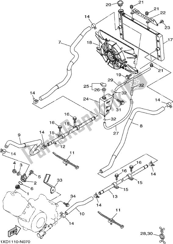 All parts for the Radiator & Hose of the Yamaha YXM 700 PJ Blue Viking EPS 3 Seater 2018