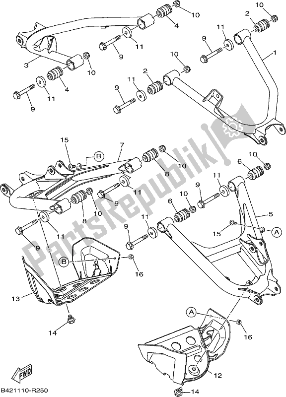 All parts for the Rear Arm of the Yamaha YXM 700 PJ Blue Viking EPS 3 Seater 2018