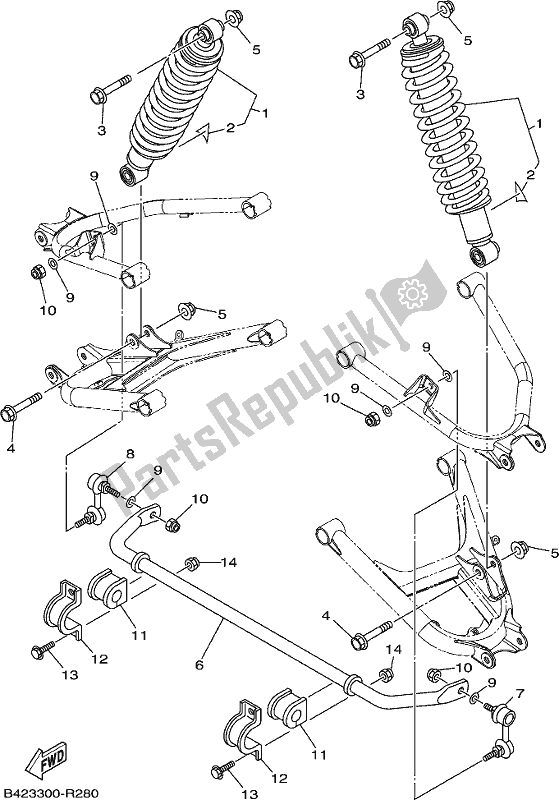 All parts for the Rear Suspension of the Yamaha YXM 700 PJ Blue Viking EPS 3 Seater 2018