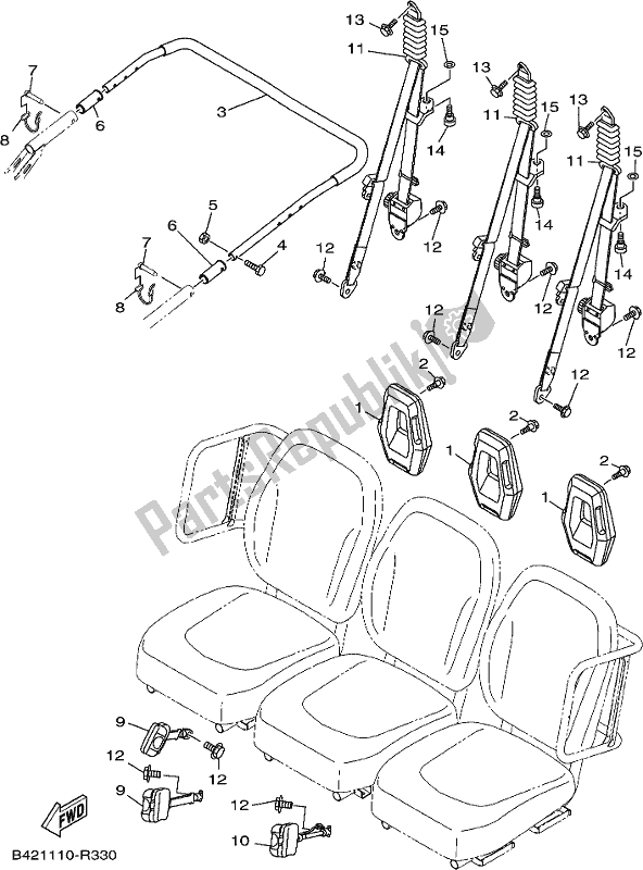 All parts for the Seat 2 of the Yamaha YXM 700 PJ Blue Viking EPS 3 Seater 2018