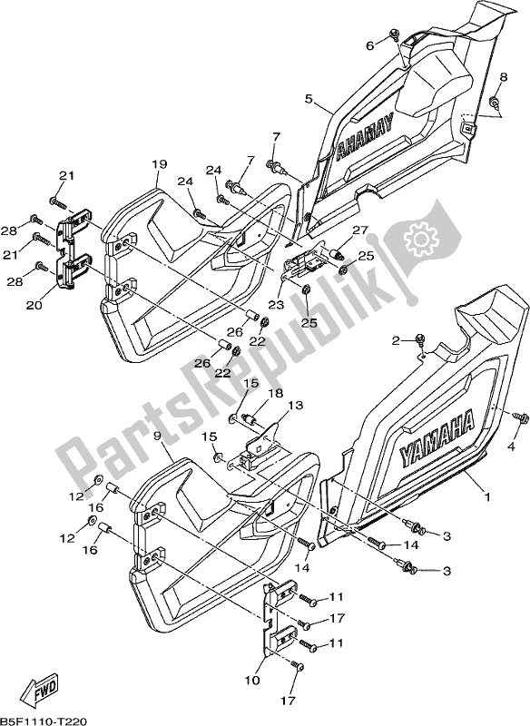 Todas las partes para Cubierta Lateral de Yamaha YXM 700 PJ Blue Viking EPS 3 Seater 2018