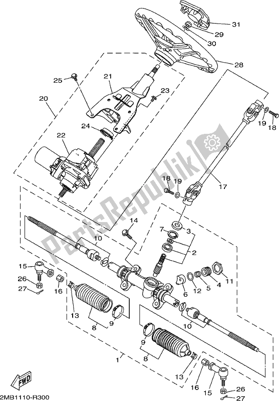 All parts for the Steering of the Yamaha YXM 700 PJ Blue Viking EPS 3 Seater 2018