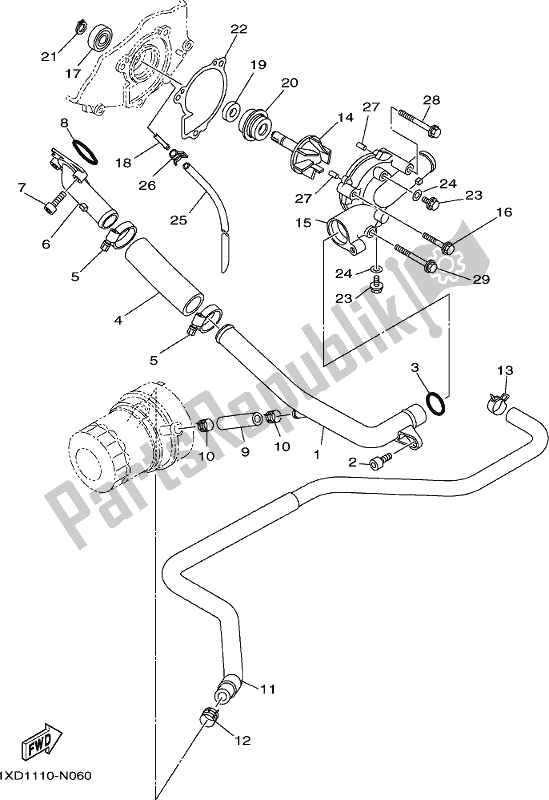 All parts for the Water Pump of the Yamaha YXM 700 PJ Blue Viking EPS 3 Seater 2018