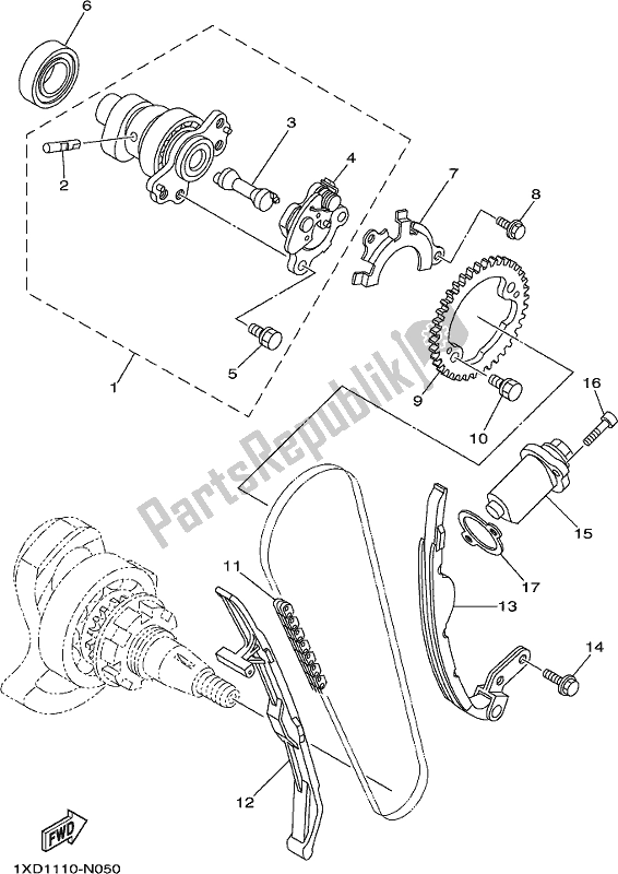 Todas las partes para árbol De Levas Y Cadena de Yamaha YXM 700 PJ Grey 2018