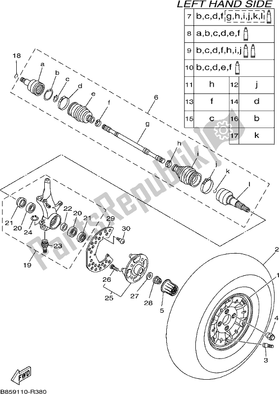 Wszystkie części do Przednie Ko? O Yamaha YXM 700 PJ Grey 2018