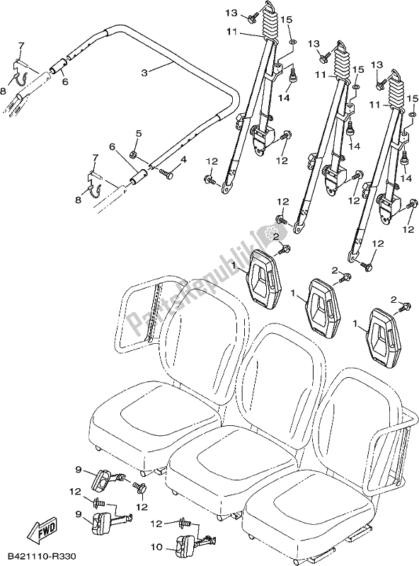 All parts for the Seat 2 of the Yamaha YXM 700 PJ Grey 2018