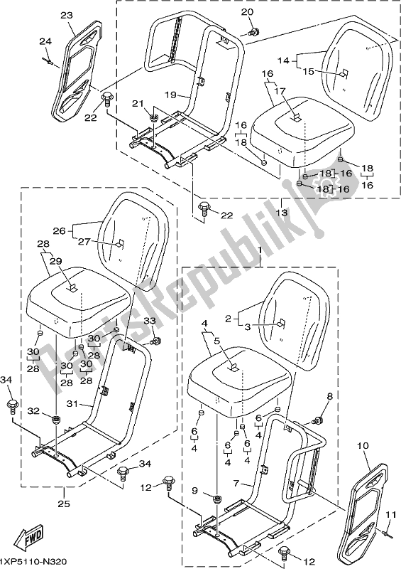 All parts for the Seat of the Yamaha YXM 700 PJ Grey 2018