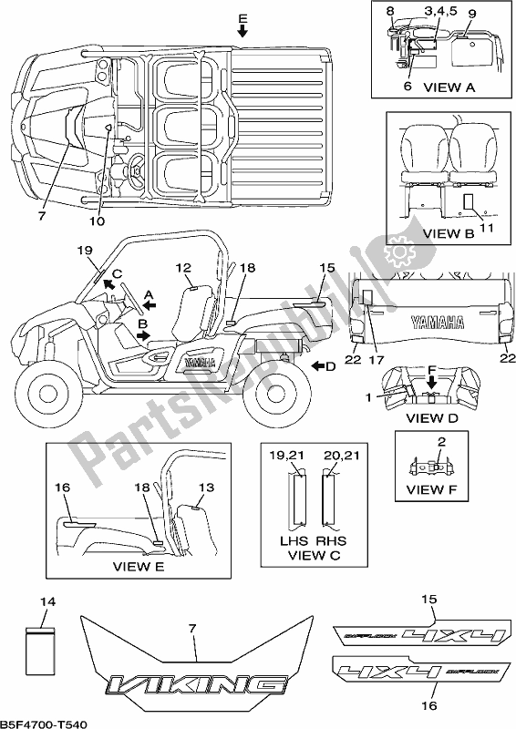 All parts for the Emblem & Label 1 of the Yamaha YXM 700 PJ Grey Viking EPS 3 Seater 2018