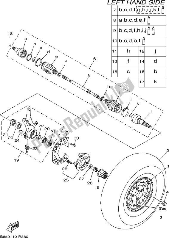 All parts for the Front Wheel of the Yamaha YXM 700 PJ Grey Viking EPS 3 Seater 2018