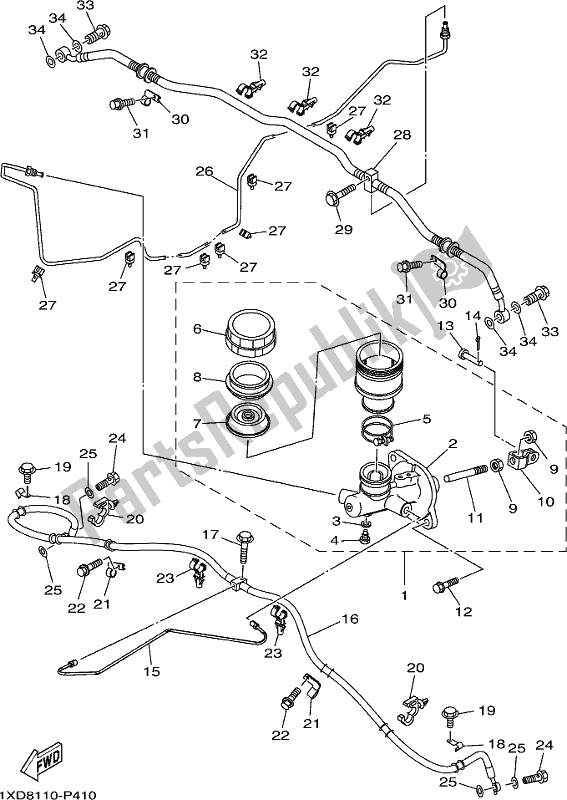 All parts for the Master Cylinder of the Yamaha YXM 700 PJ Grey Viking EPS 3 Seater 2018