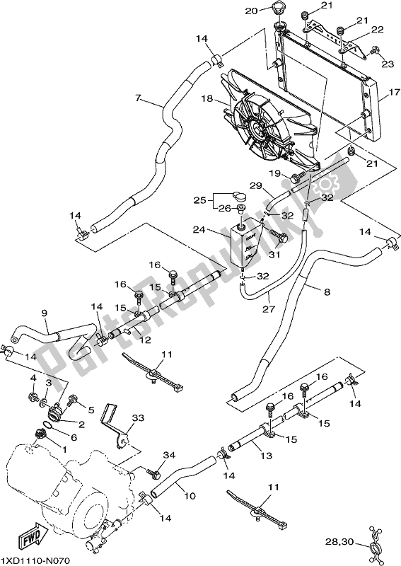 All parts for the Radiator & Hose of the Yamaha YXM 700 PJ Grey Viking EPS 3 Seater 2018