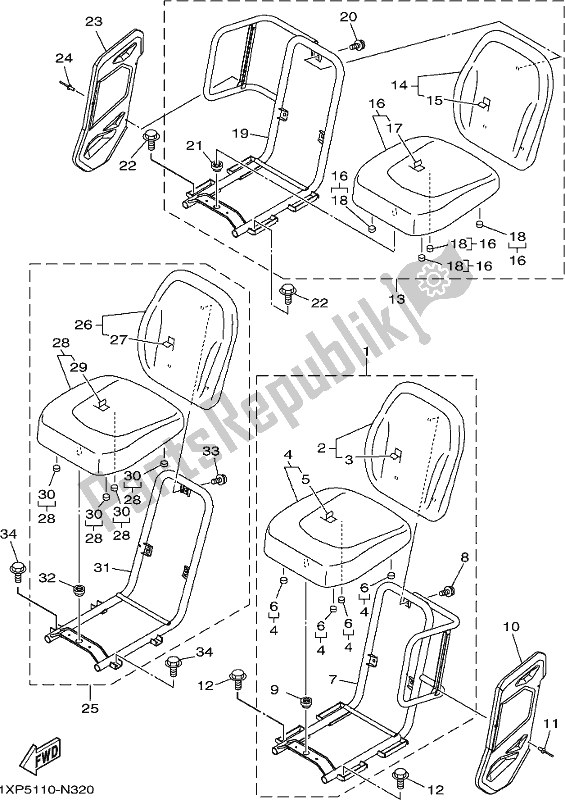 All parts for the Seat of the Yamaha YXM 700 PJ Grey Viking EPS 3 Seater 2018