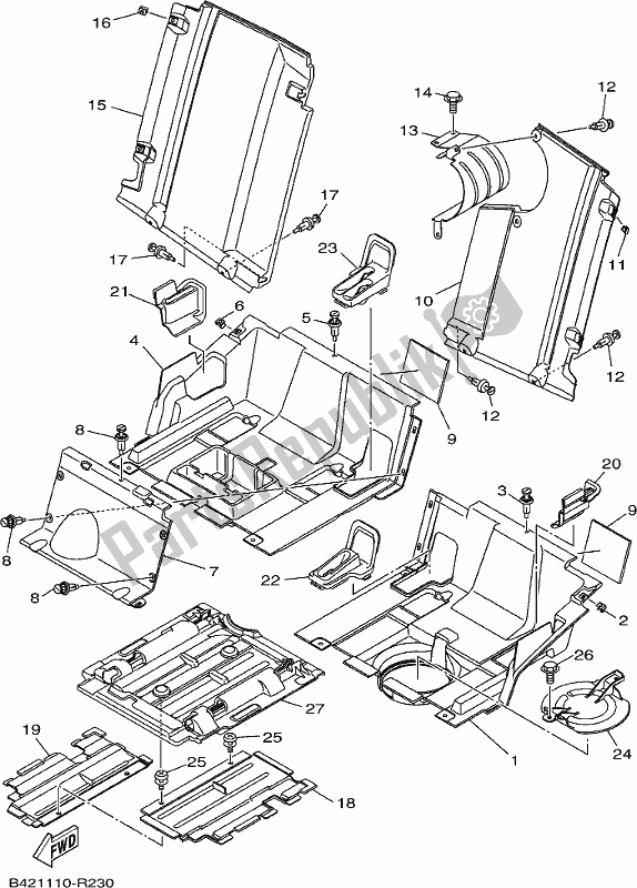 All parts for the Side Cover 2 of the Yamaha YXM 700 PJ Grey Viking EPS 3 Seater 2018