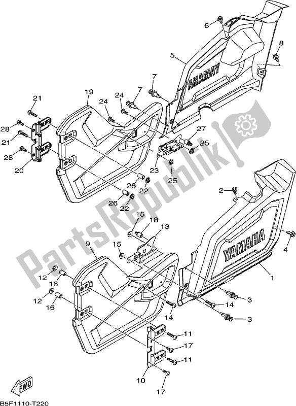 All parts for the Side Cover of the Yamaha YXM 700 PJ Grey Viking EPS 3 Seater 2018