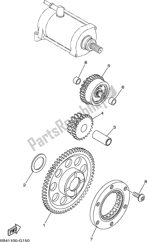 All parts for the Starter Clutch of the Yamaha YXM 700 PJ Grey Viking EPS 3 Seater 2018