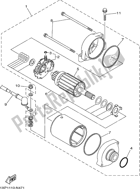 All parts for the Starting Motor of the Yamaha YXM 700 PJ Grey Viking EPS 3 Seater 2018