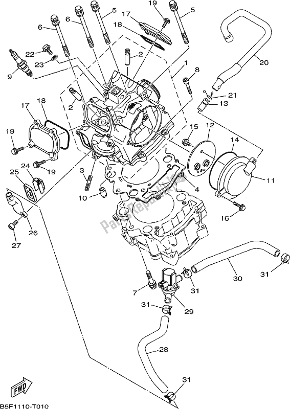 All parts for the Cylinder Head of the Yamaha YXM 700 PK Black 2019