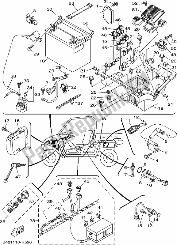 All parts for the Electrical 1 of the Yamaha YXM 700 PK Black 2019