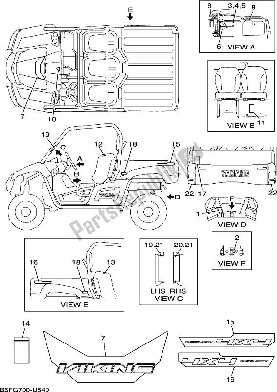 All parts for the Emblem & Label 1 of the Yamaha YXM 700 PK Black 2019