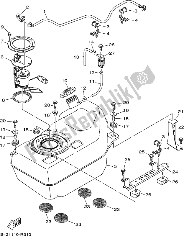 All parts for the Fuel Tank of the Yamaha YXM 700 PK Black 2019