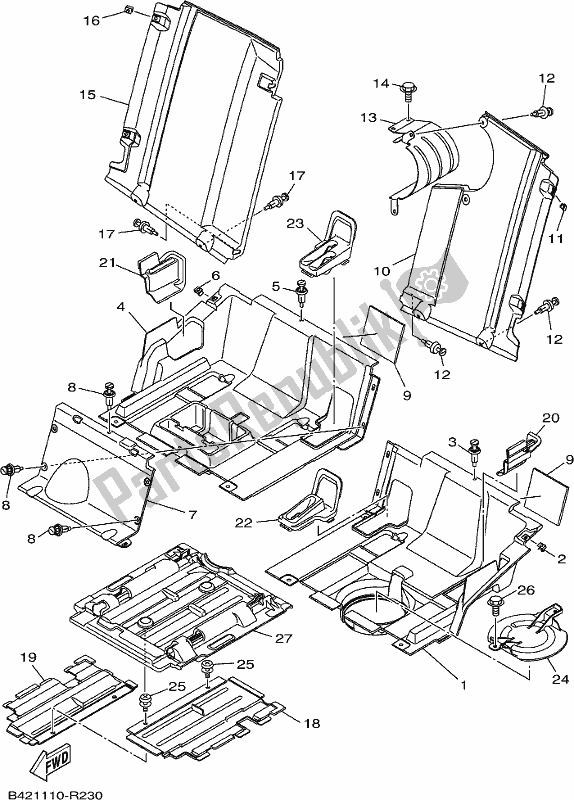 All parts for the Side Cover 2 of the Yamaha YXM 700 PK Black 2019