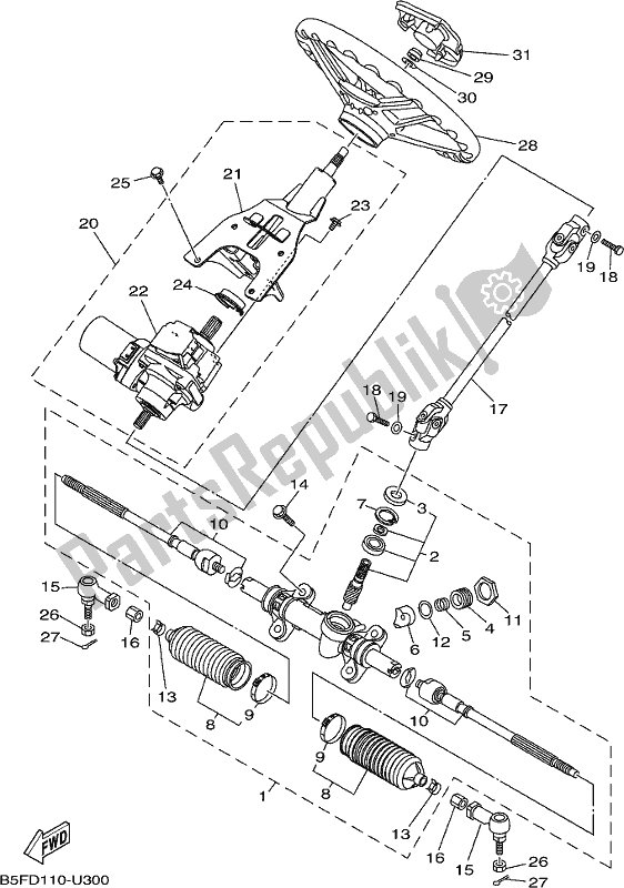 All parts for the Steering of the Yamaha YXM 700 PK Black 2019