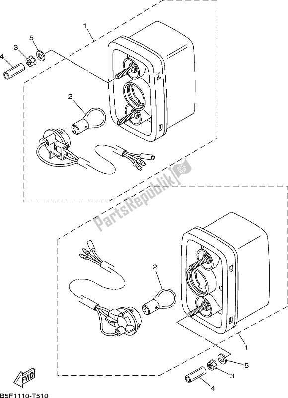 All parts for the Taillight of the Yamaha YXM 700 PK Black 2019