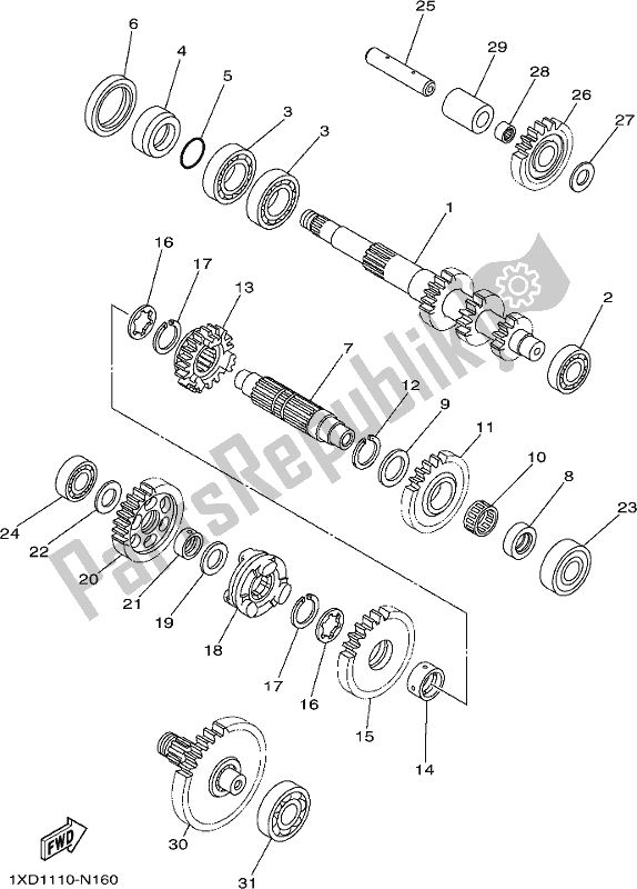 All parts for the Transmission of the Yamaha YXM 700 PK Black 2019