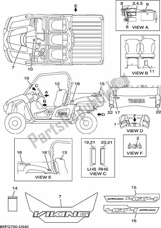 Tutte le parti per il Emblema Ed Etichetta 1 del Yamaha YXM 700 PK Black Viking EPS 3 Seater 2019