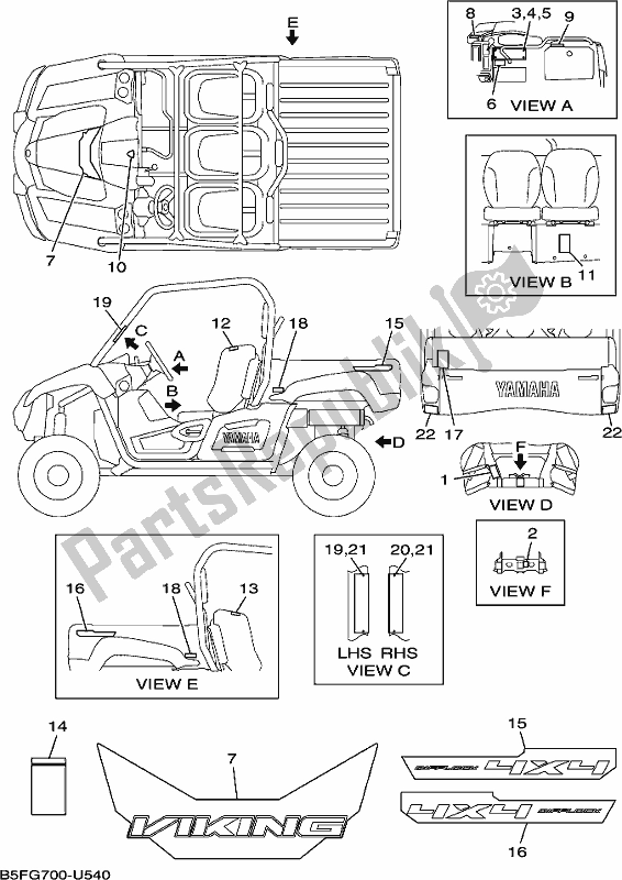 All parts for the Emblem & Label 1 of the Yamaha YXM 700 PK Blue 2019