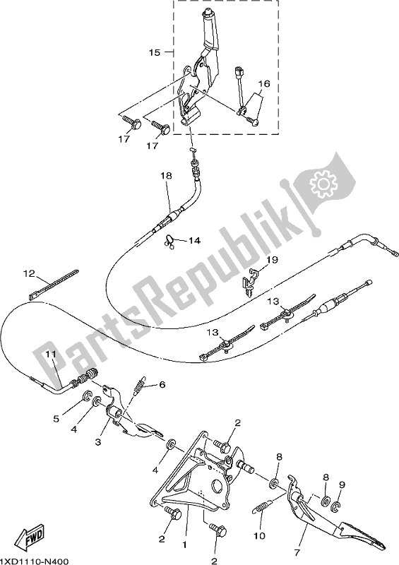 All parts for the Pedal Wire of the Yamaha YXM 700 PK Blue 2019