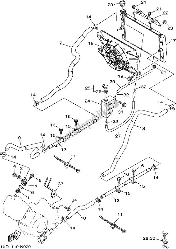 All parts for the Radiator & Hose of the Yamaha YXM 700 PK Blue 2019