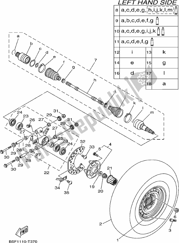 All parts for the Rear Wheel of the Yamaha YXM 700 PK Blue 2019