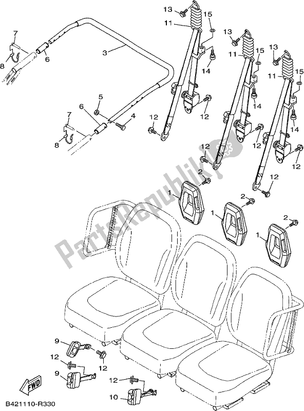 All parts for the Seat 2 of the Yamaha YXM 700 PK Blue 2019