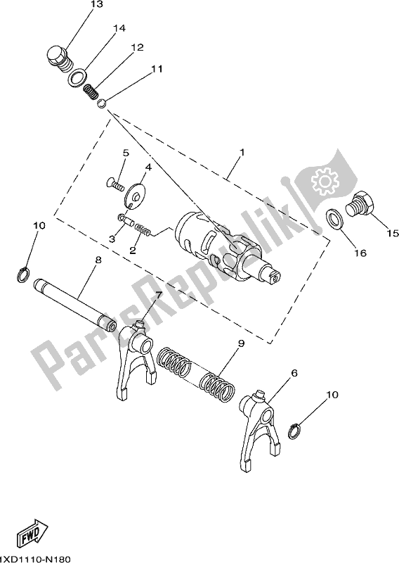 All parts for the Shift Cam & Fork of the Yamaha YXM 700 PK Blue 2019