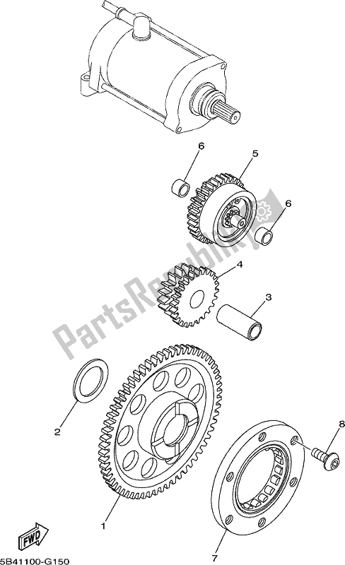 All parts for the Starter Clutch of the Yamaha YXM 700 PK Blue 2019