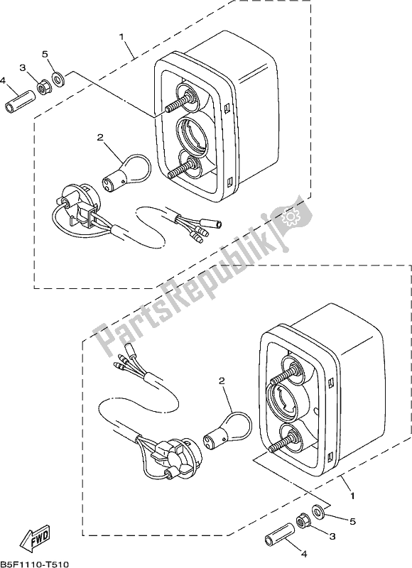 All parts for the Taillight of the Yamaha YXM 700 PK Blue 2019