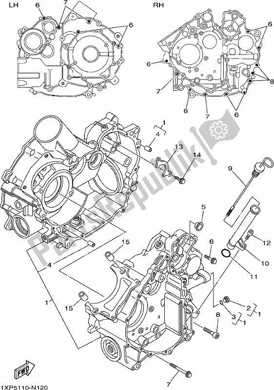 Todas as partes de Bloco Do Motor do Yamaha YXM 700 PK Blue Viking EPS 3 Seater 2019