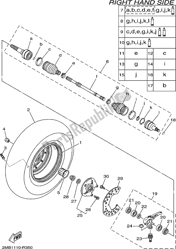 All parts for the Front Wheel 2 of the Yamaha YXM 700 PK Blue Viking EPS 3 Seater 2019