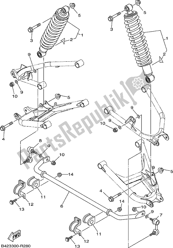 All parts for the Rear Suspension of the Yamaha YXM 700 PK Blue Viking EPS 3 Seater 2019