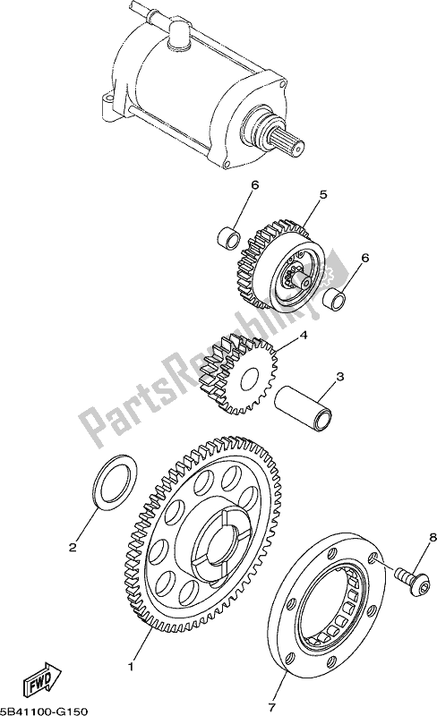 All parts for the Starter Clutch of the Yamaha YXM 700 PK Blue Viking EPS 3 Seater 2019