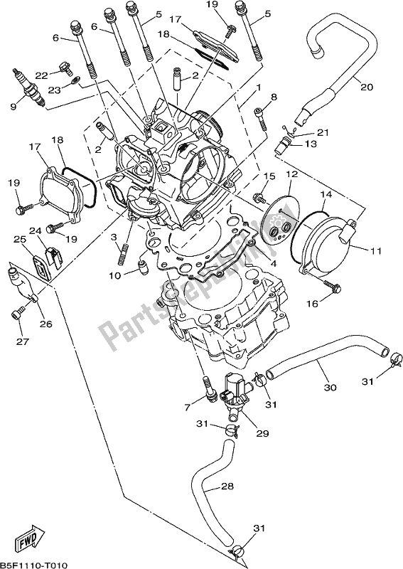 All parts for the Cylinder Head of the Yamaha YXM 700 PL Blue 2020