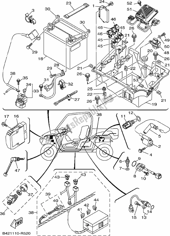 All parts for the Electrical 1 of the Yamaha YXM 700 PL Blue 2020