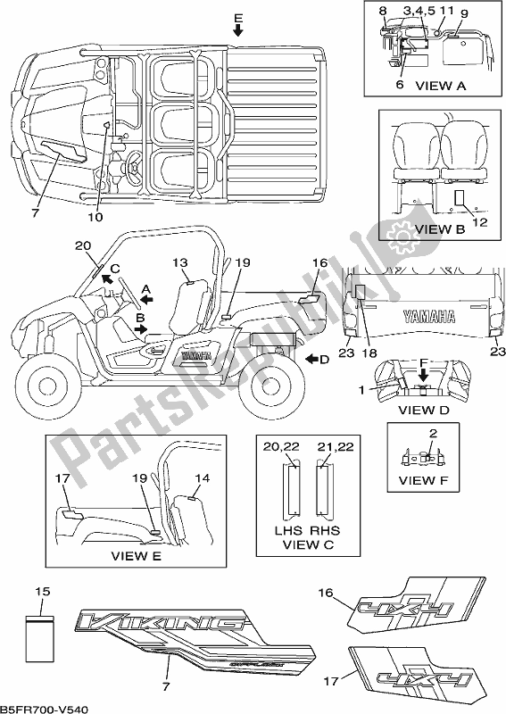 All parts for the Emblem & Label 1 of the Yamaha YXM 700 PL Blue 2020